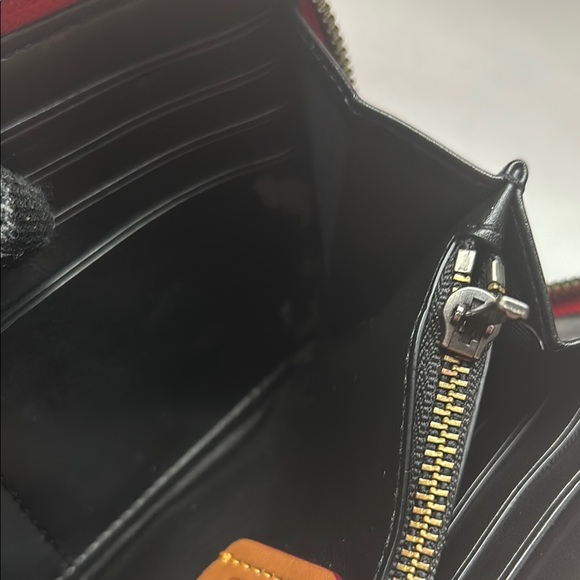 Coach Mickey Mouse Prairie Wallet Bandana Print Full Zip Pebble Leather Red W OS - Picture 8 of 16